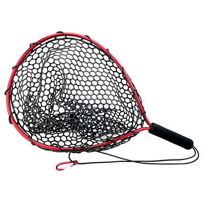 Net Rubber Fishing Landing Fly Ergonomic Handle Fast On/off Carabiner