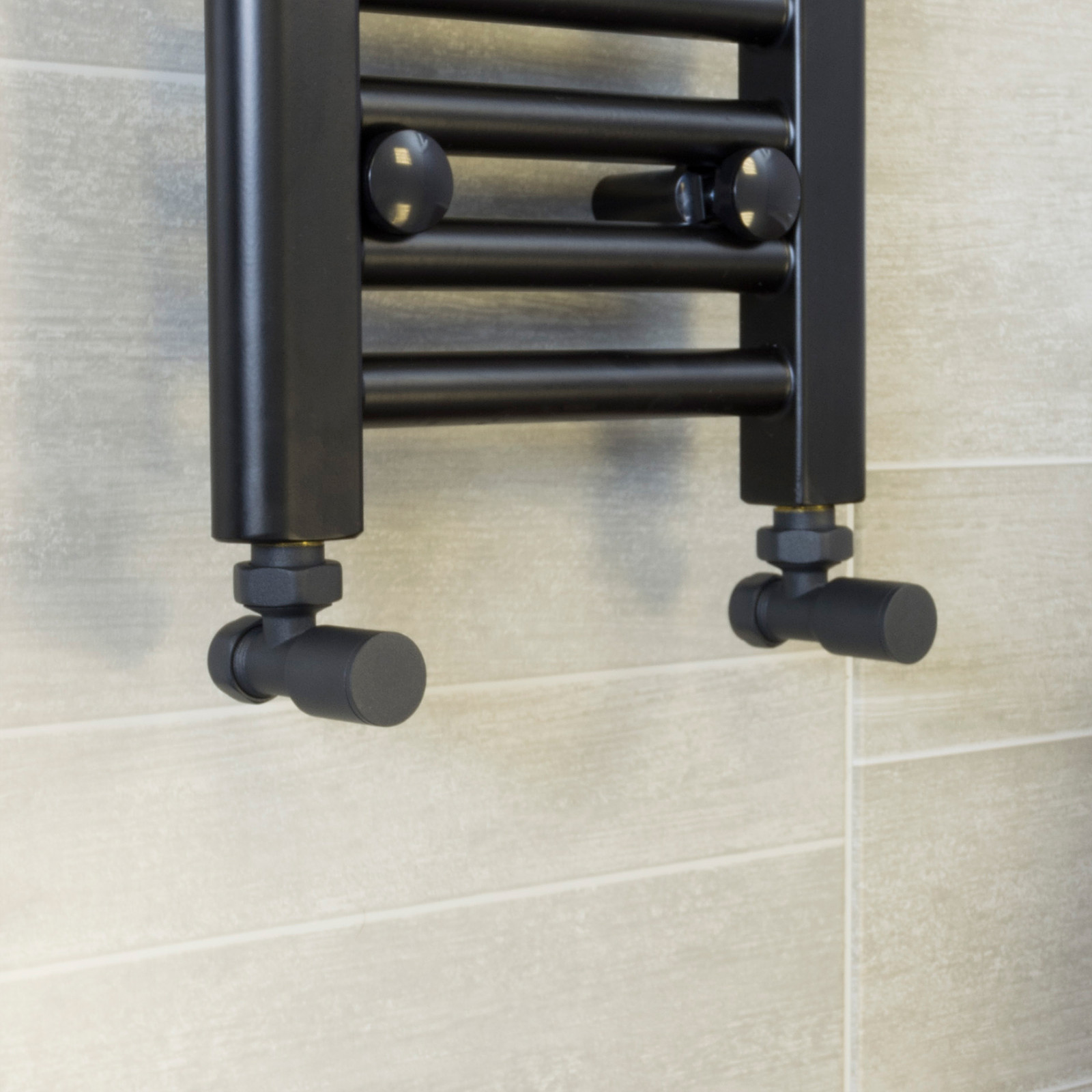 Anthracite Angled Valves for Heated Towel Rail Radiator Minimalist