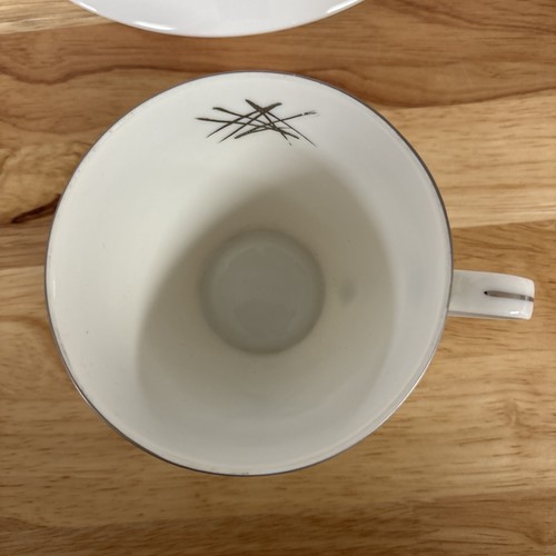 Japan 1960s Snack Set MCM Silver Starburst Porcelain Mad Men Style