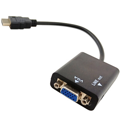 HDMI Wire to VGA Port Adapter D-Sub Output 1080P Video Audio Signal Converter