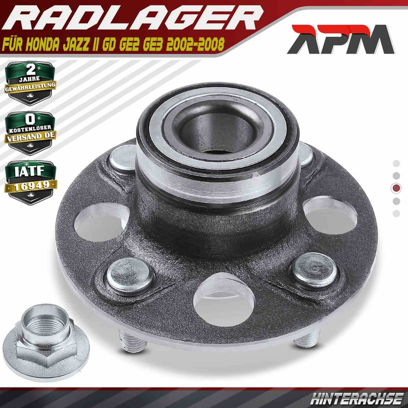 Radnabe Radlagersatz Hinten FÃ¼R Honda Jazz Ii Gd Ge2 Ge3 2002-2008 42200saae03