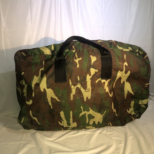 Military Style Flight Bag  Green Nylon Backpack Straps Or Handles Camo