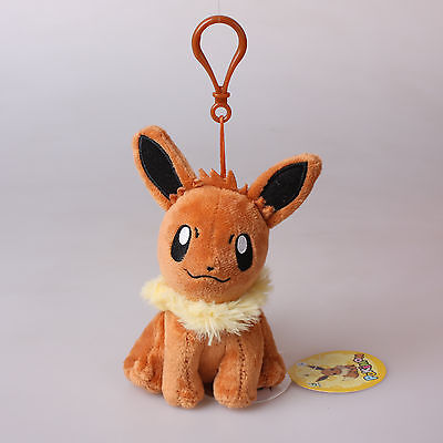 14Cm Eevee Pokemon Plush Toys Soft Stuffed Doll Key Chain Pendant Bag Strap