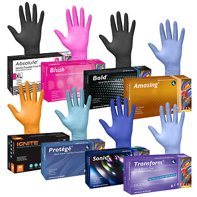 Nitrile Disposable Medical Exam Gloves 100 200 300 Vinyl, Latex, Powder Free
