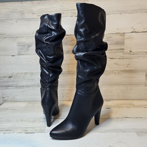 Christian Siriano Slouchy Black Heeled Boots Size 7.5 Zipper
