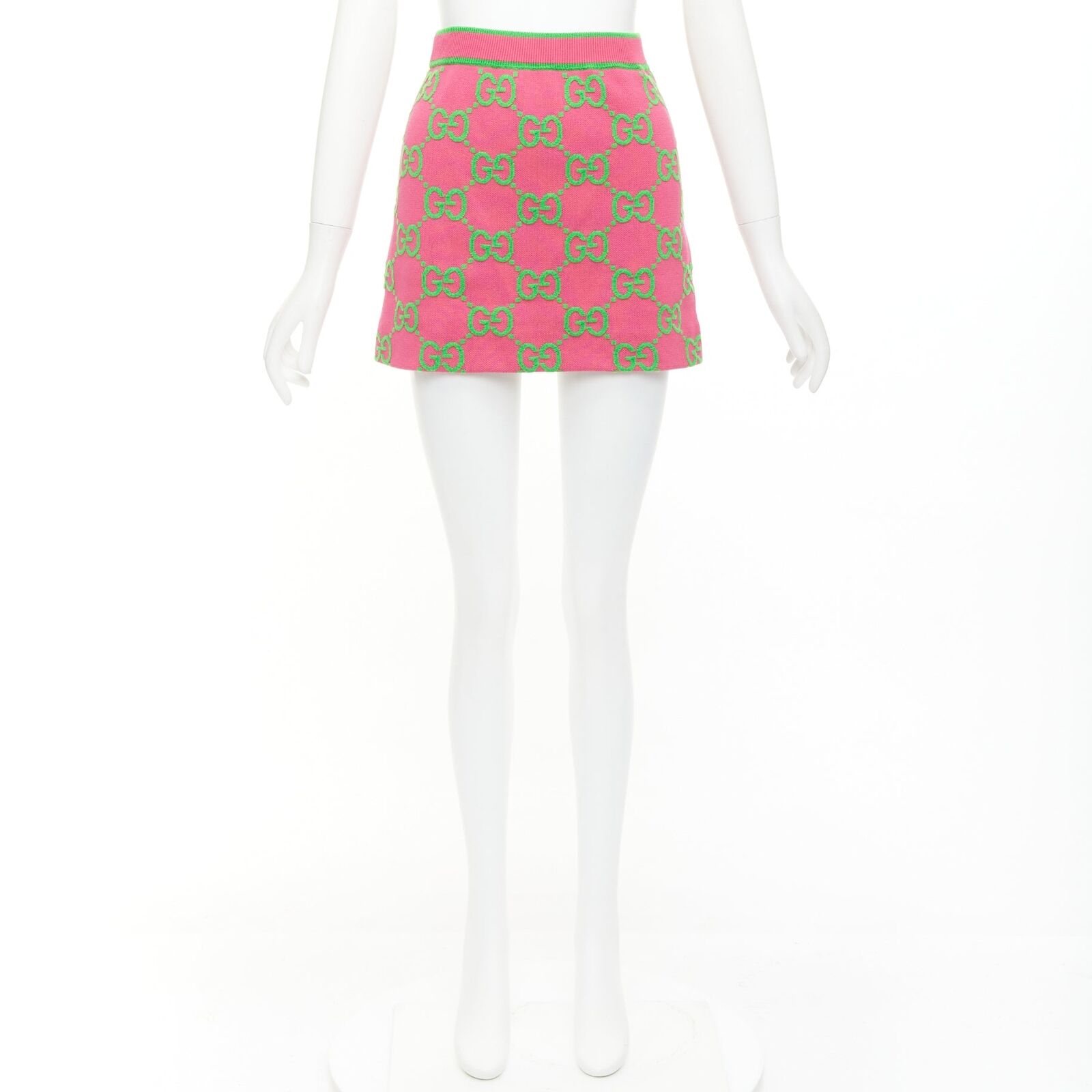 GUCCI Jumbo GG pink green monogram cotton wool silk jacquard GUCCI Jumbo GG pink green monogram cotton wool silk jacquard