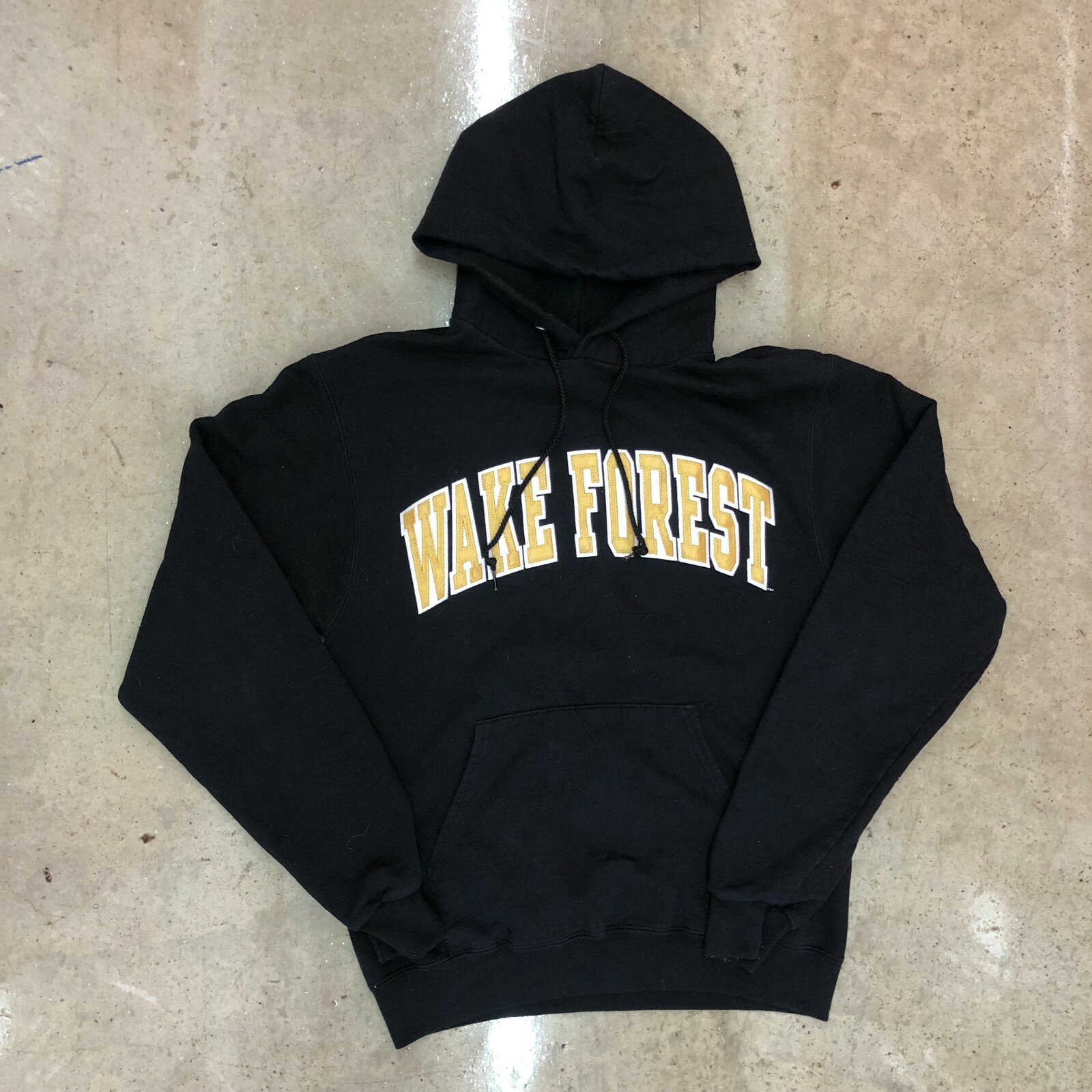 Wake Forest Champion Mens Hoodie Sweatshirt Size Small Hooded Pullover Black