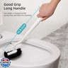 HAMITOR Toilet Bowl Brush Holder Set: Bathroom Deep Cleaning Toilet Cleaner Scrubber Under Rim with Curved Bristle for Dead Corner Clean - Hidden Rv Toilet Decorative Accessories with Caddy- White