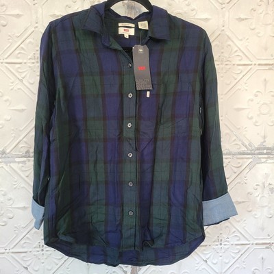Levi's Plaid Women's Button Up Shirt Boyfriend Fit Size XS