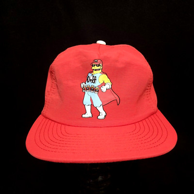 Neff The Simpsons Red Duff Man Hat Snapback Cap Duff Beer 2015 HTF 