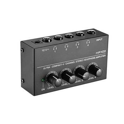 4 Channels 12V Mini Ultra-Compact Stereo Headphone/Earphone Audio Amplifier