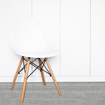 Hand Woven Cloud Colored Hexagon Lattice Wool Rug by Tufty Home - G6