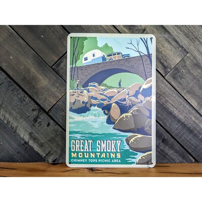 Great Smoky Mountains Sign - Chimney Tops Picnic Area Sign