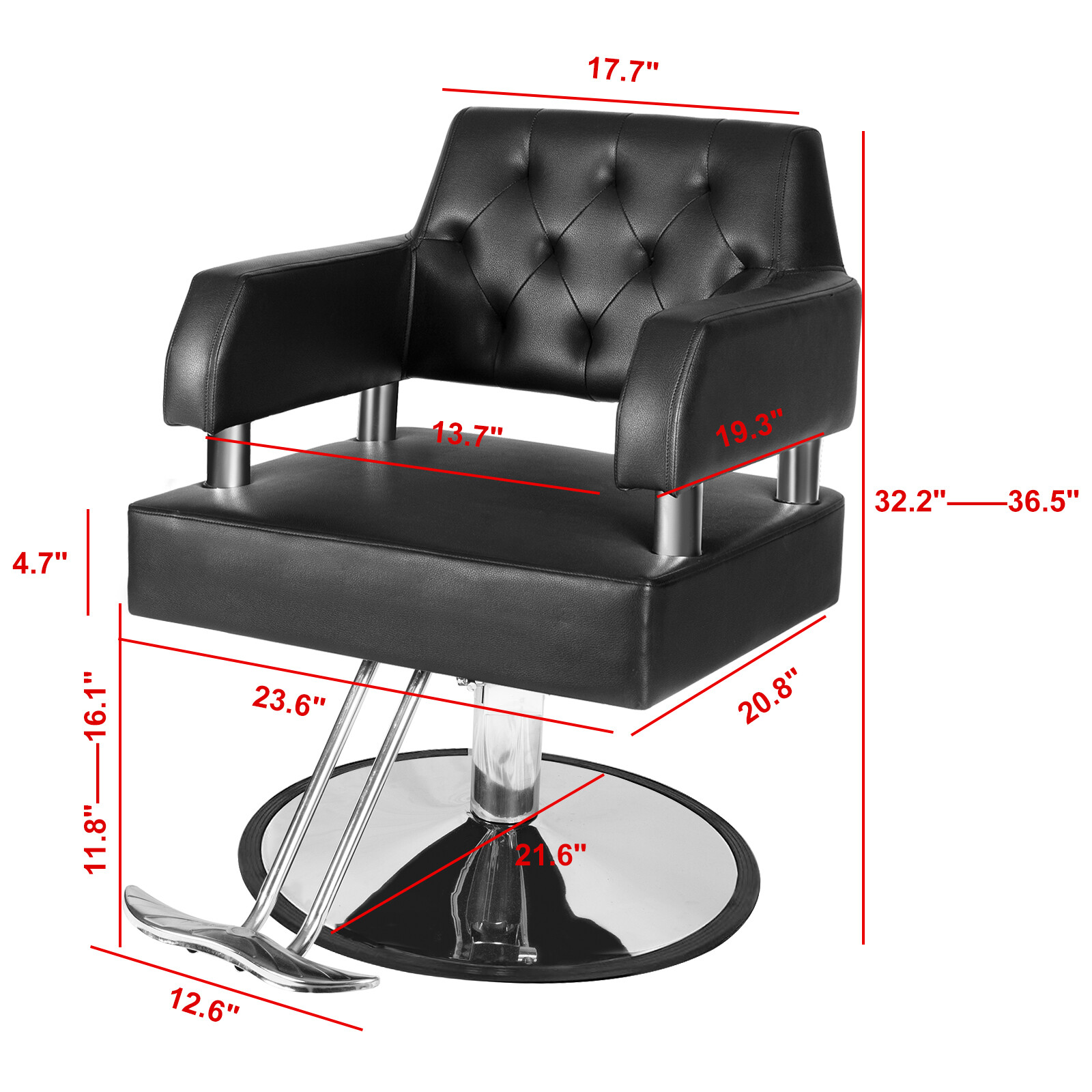 Barber Salon Chair Hair Stylist Hydraulic Pump Adjust Height 360 Swivel Chair