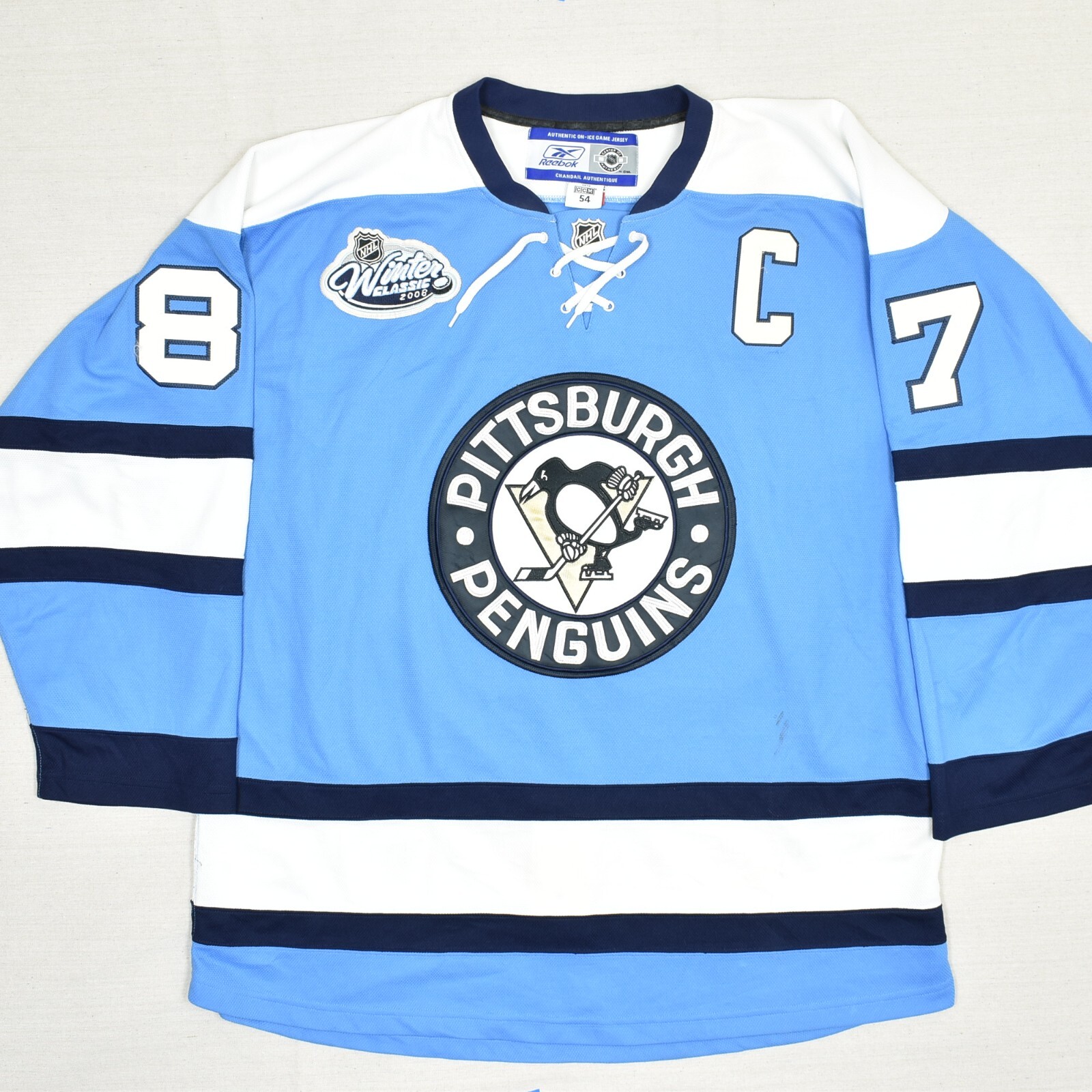 Reebok - NHL アイスホッケー　P.ペンギンズ　87 クロスビー  ウインタークラシック Reebok Pittsburgh Penguis Crosby #87 Nylon Blue Sz 54 NHL
