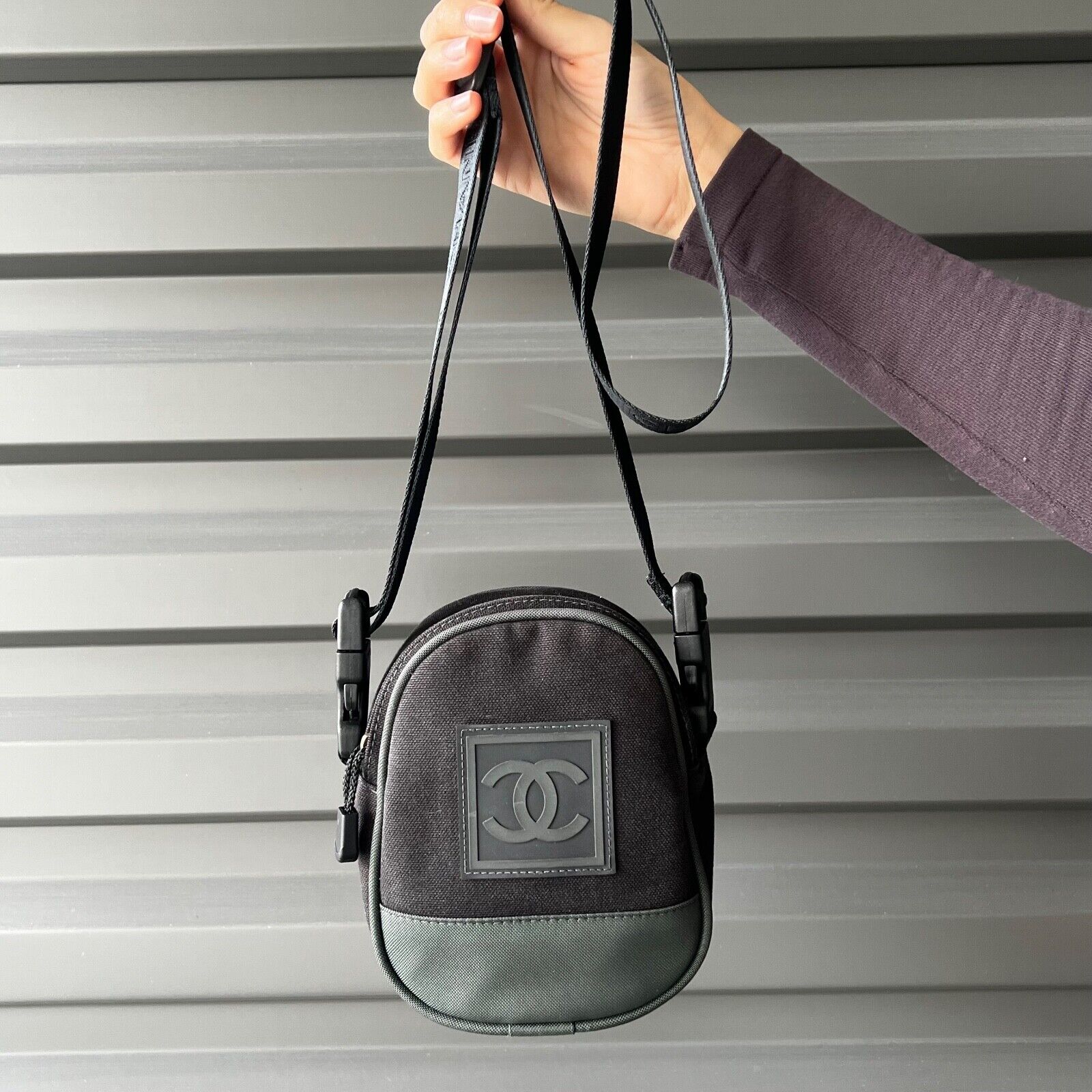 CHANEL Sport Unisex Vintage Green/Black Canvas Logo CHANEL Sport Unisex Vintage Green/Black Canvas Logo