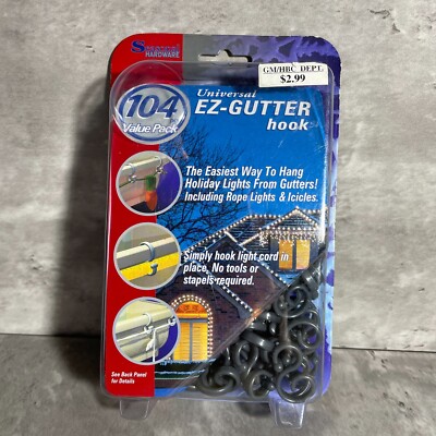 EZ pop Universal Christmas Lights Gutter Hooks 104 Pack S Shape, New Gray
