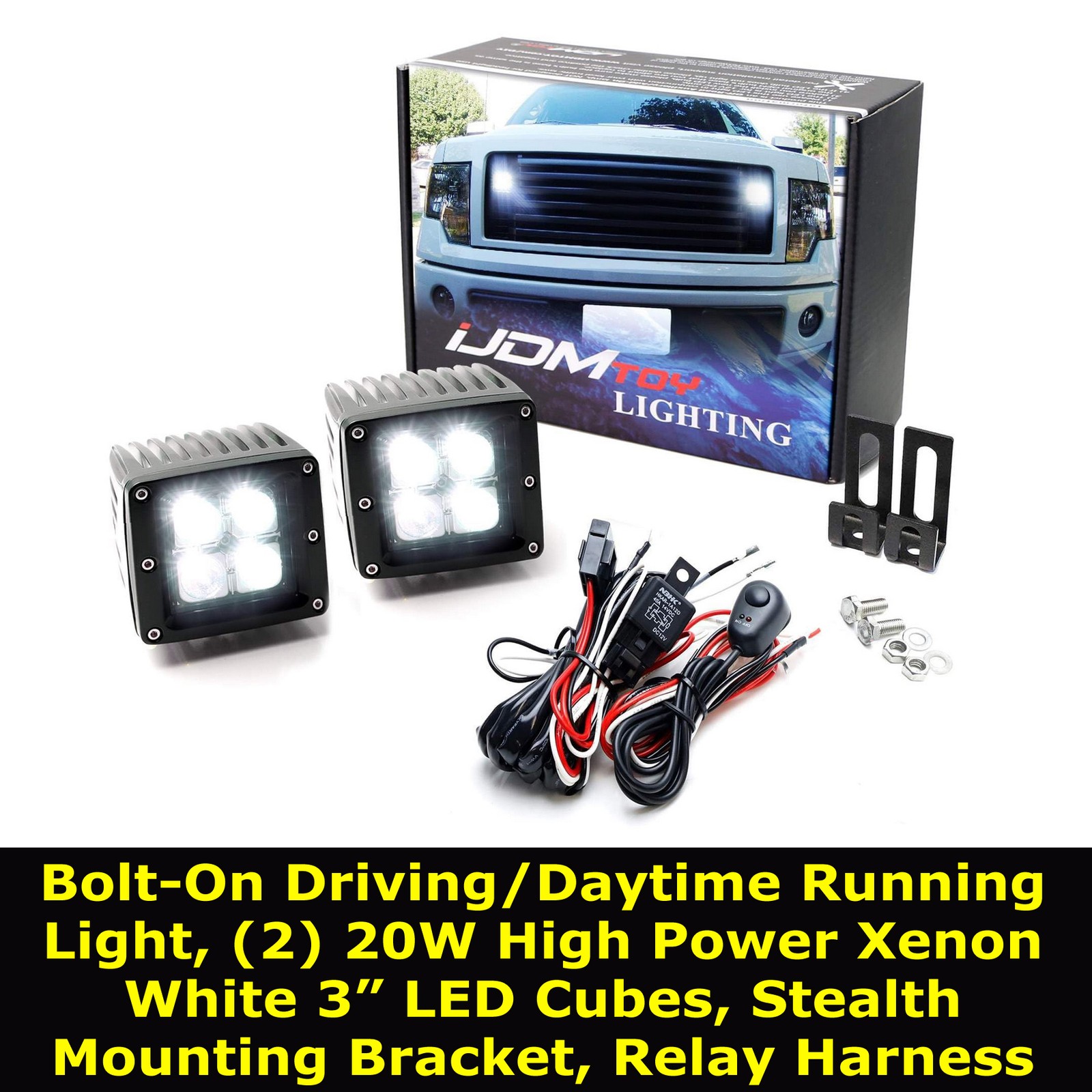 LED Behind Grille Pod Light Kit For Ford 2009-2014 F150 by iJDMTOY
