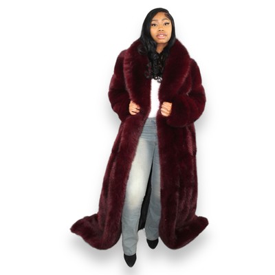 150CM Women Real Natural Fox Fur Coats Luxury Winter Thick Fur Lapel Overcoats