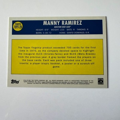 2021 Topps Baseball Update #70YT-20 Manny Ramirez 70 Years of Topps