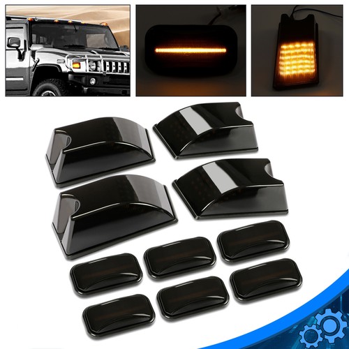 10PCS For Hummer H2 2003-2009 Smoke Led Cab Roof Light Marker Top Lamps Set