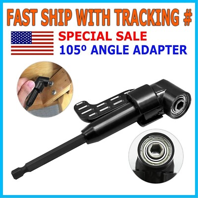 105Degree Right Angle Drill Adapter Flexible Shaft Extension Socket Set Hex 1/4''