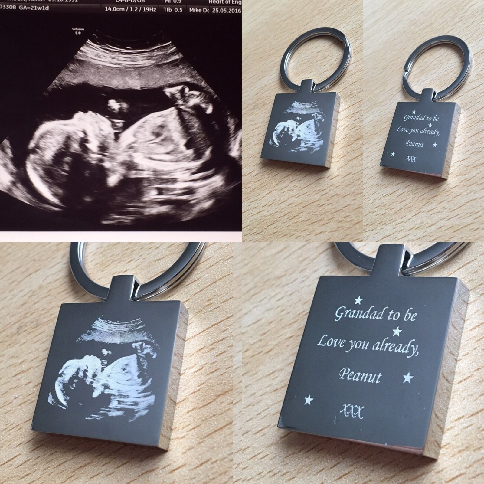 Personalised Baby Scan Keyring – Daddy, Grandad & Nanny-to-Be Pregnancy Gift