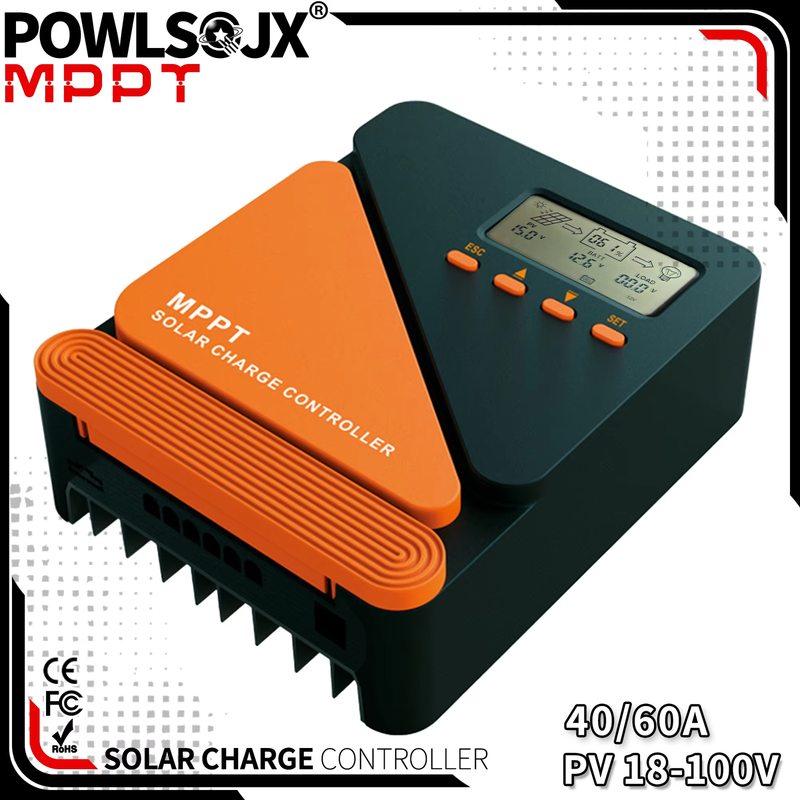 Efficient MPPT Solar Controller: 40/60A, Versatile 12/24V Battery Compatibility,