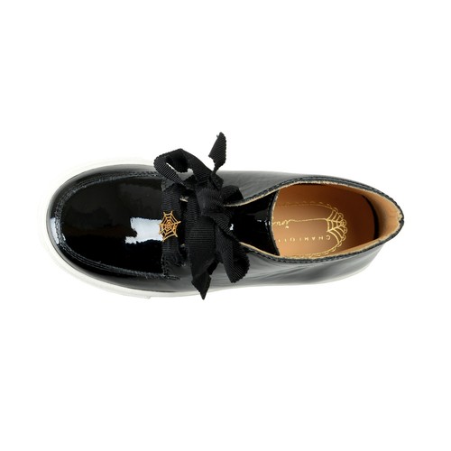 Charlotte Olympia Girls "INCY TRISTA" Black Patent Leather Ankle Boots Shoes