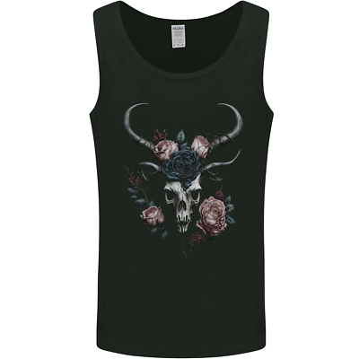 Canotta Uomo Con Stampa Gotica - Teschio E Tentacoli Su Croce, Cotone Softstyle, Taglie S-XXL