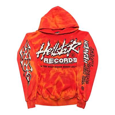 Pre-owned Hellstar Studios Records Hooded Sweatshirt Washed Red