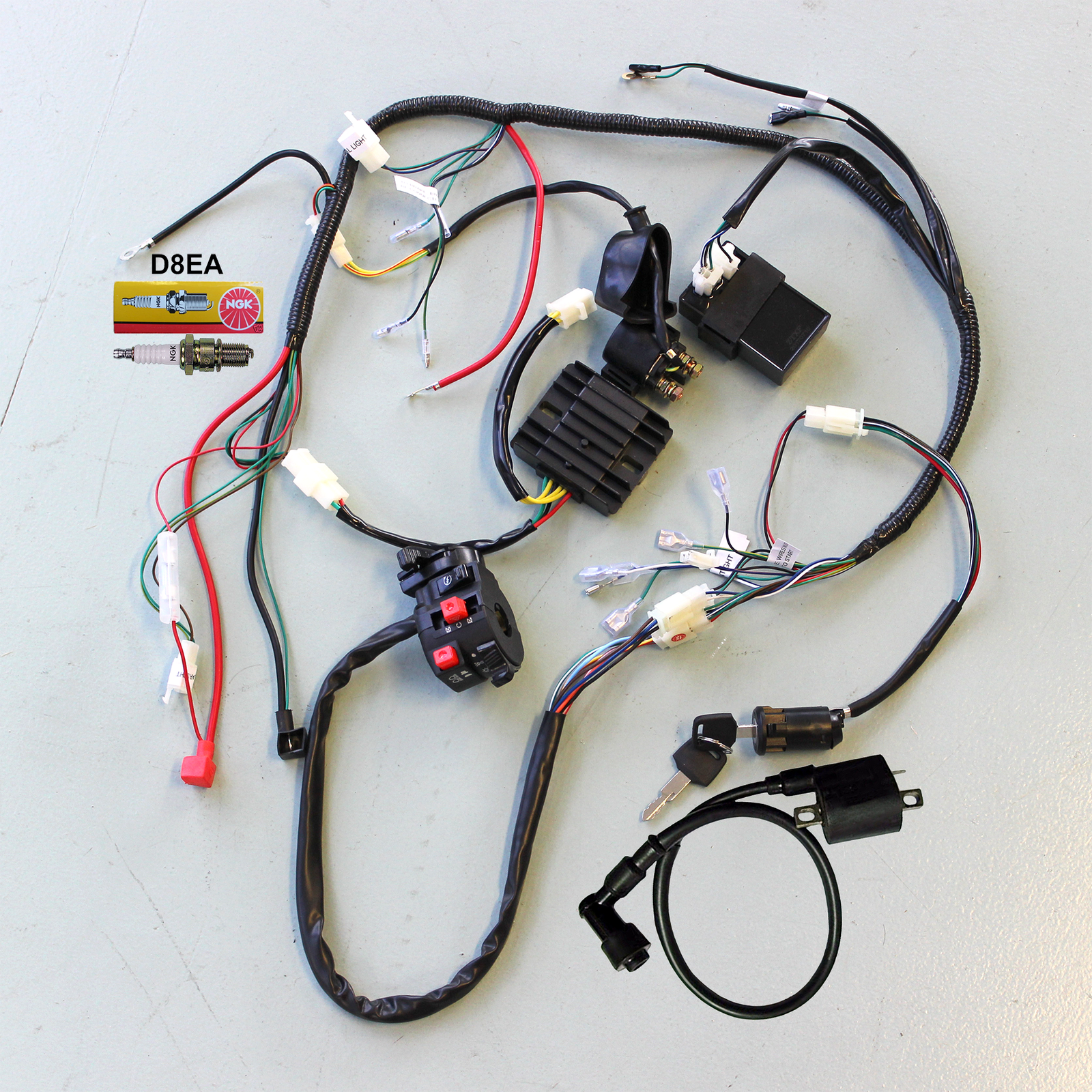 DC Complete Wiring Harness Loom 200/250/300/350/400/450cc ... atv wiring harness complete 