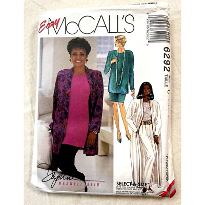 6292 McCalls Sew Pattern 90s Daphne Maxwell Reid Duster Top Pant Set Sizes 10-14