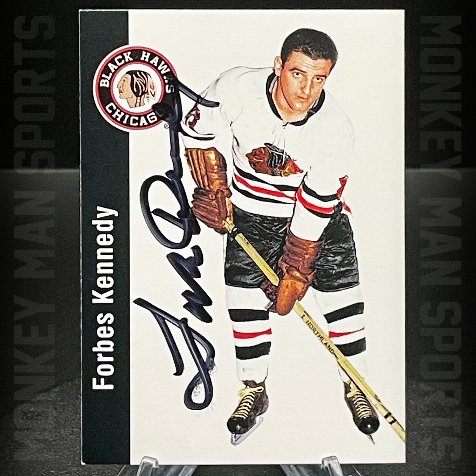 1994-95 Parkhurst - Forbes Kennedy AUTO - 1956-57 MISSING INK #47 BLACKHAWKS