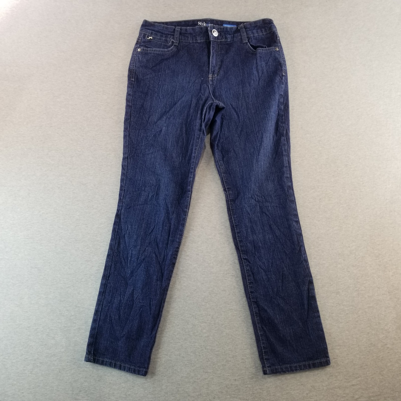 Style & Co Jeans Women's Sz 8P VTG Slim Straight Dark Wash 98% Cotton Normcore