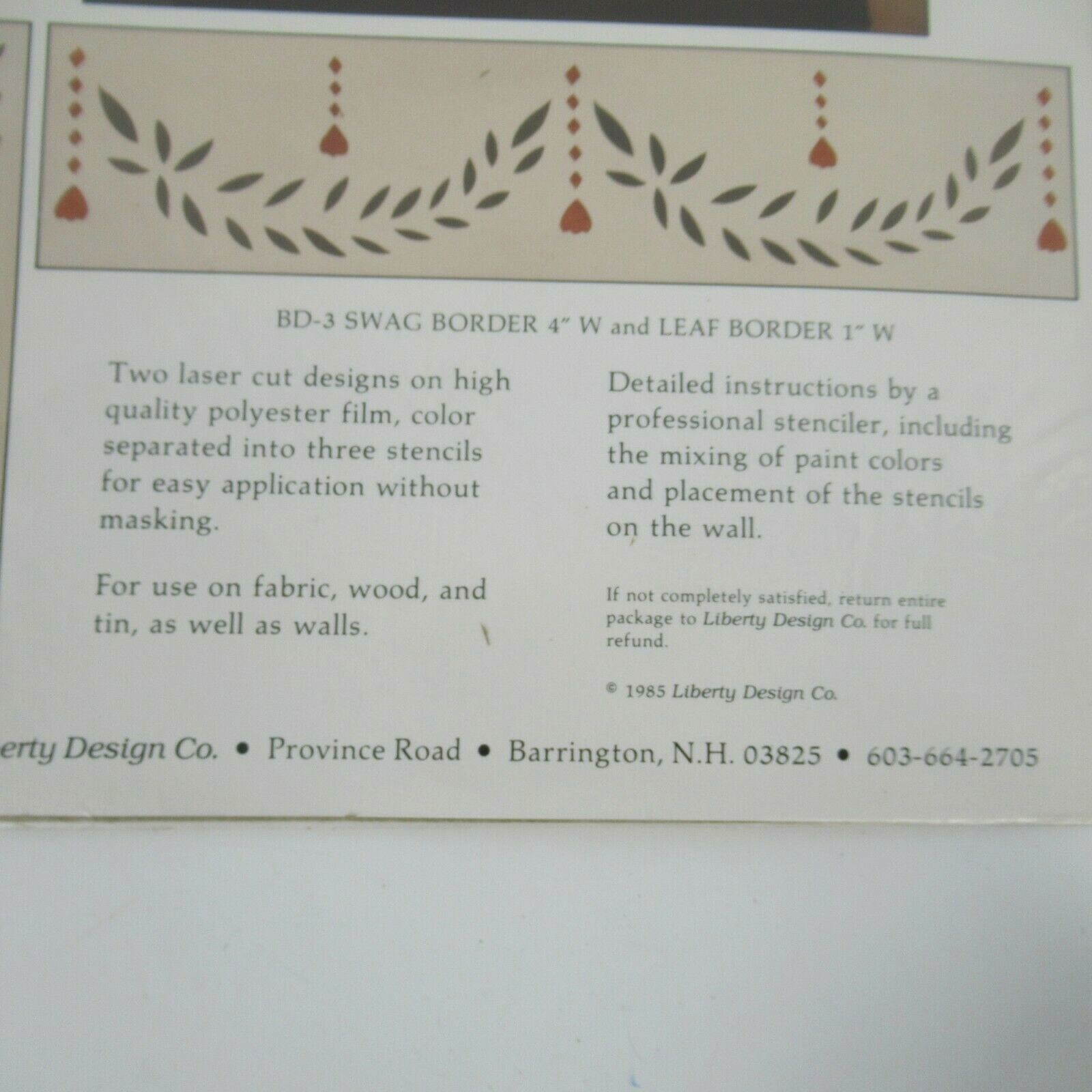 Vtg Liberty Design Early American Motif Stencils Swag Leaf Borders Farm Rustic