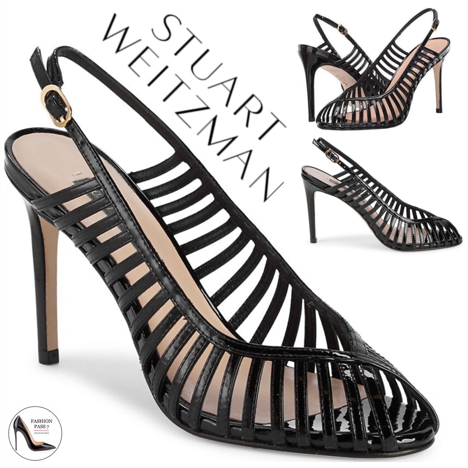 STUART WEITZMAN オフントゥ アンクルストラッフ サンタル STUART WEITZMAN Patent-leather sandals | THE OUTNET
