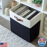 OrganiHaus 13x13 Cube Fabric Storage Bins Set of 4, Fabric Storage Cubes w/ Vegan Handles, 13 inch Collapsible Bins for Clothes and Toy Organizer, Cubbies Organizer, 13x13 Basket for Decor - Black/White