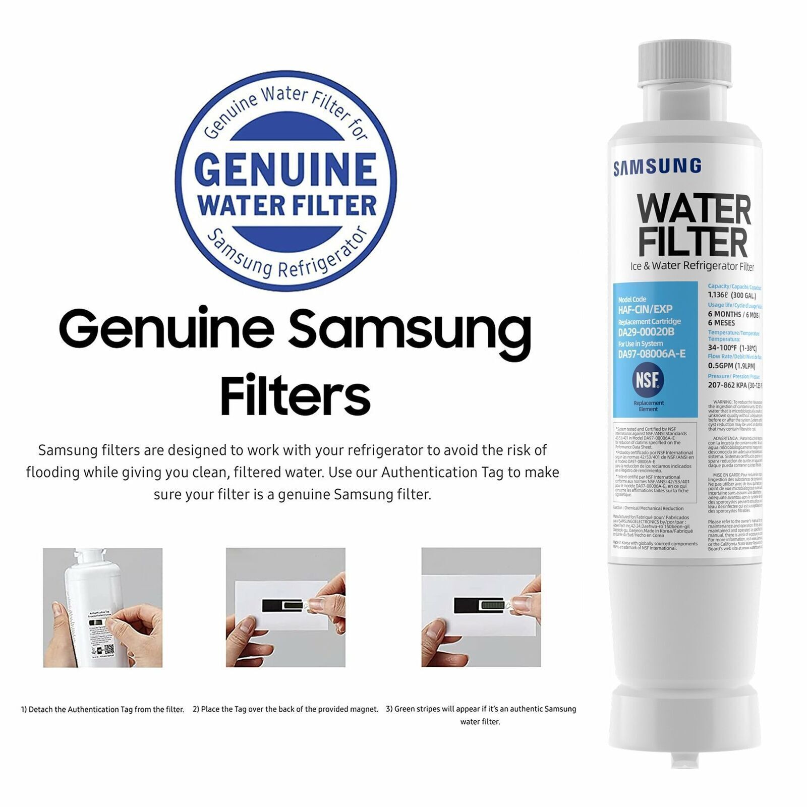 1/2/4Pack Samsung DA29-00020B HAF-CIN/EXP Refrigerator Water Filter DA-97-08006A