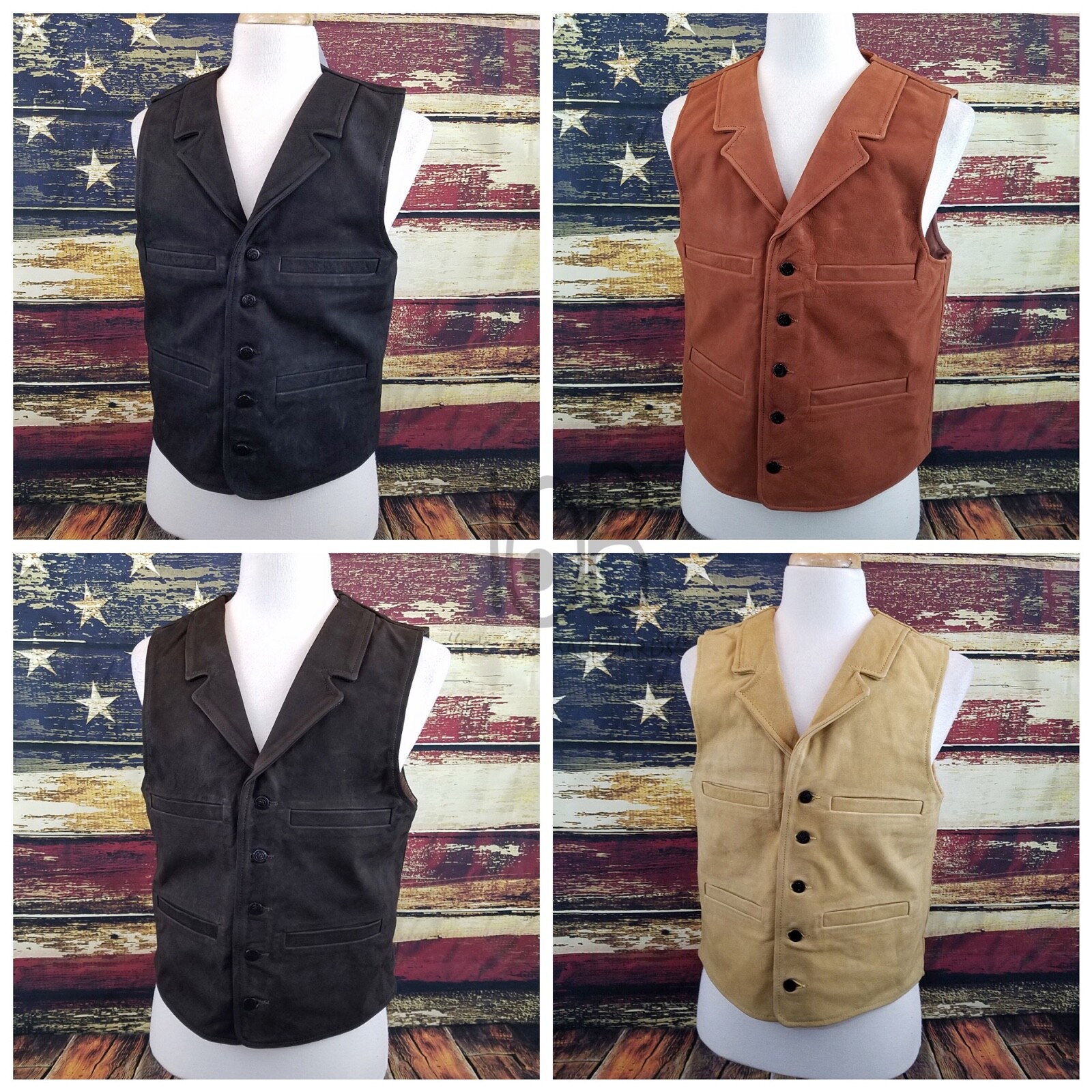 Wyoming Traders Mens Buffalo Leather Snap Up Western Cowboy Ranch Wear Vest 