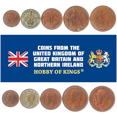 5 OLD COINS FROM GREAT BRITAIN, UNITED KINGDOM MONEY 1838