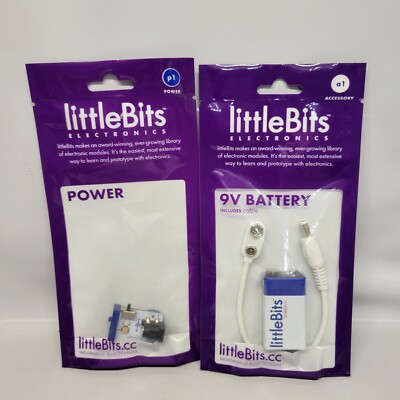 LittleBits Electronics A1 9V battery & Cable & P1 Power Module Switch NIP