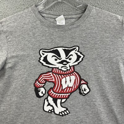 Wisconsin Badgers T-Shirts Womens Medium Gray Logo NCAA College Football