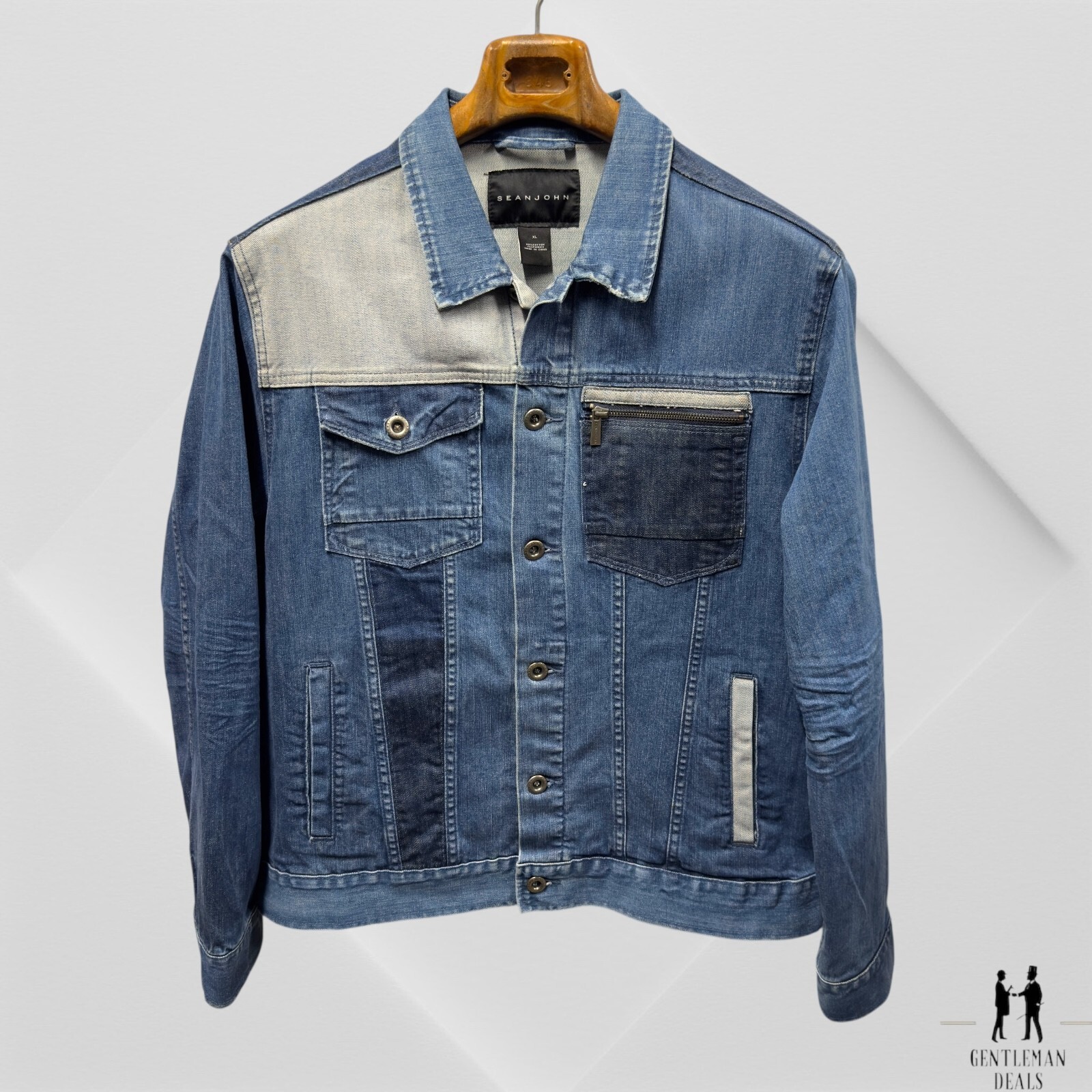 90S SeanJohn デニム長袖ジャケット 90s SeanJohn 2XL 先染め ブラック Gジャン デニムジャケット