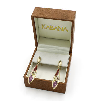 Kabana 14k Diamond Mother-of-Pearl Spiny Oyster Mosaic Drop Earrings #JB269-7