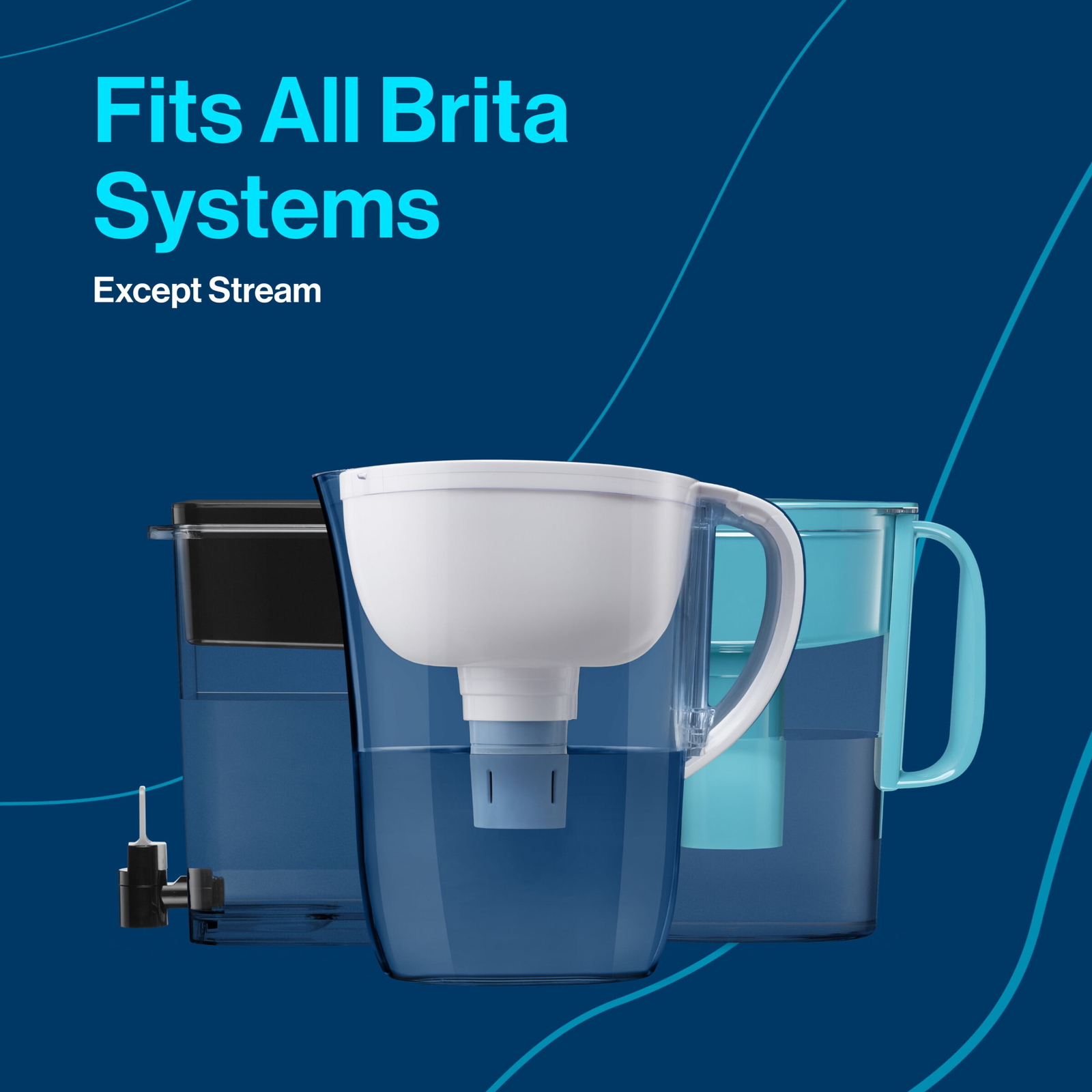 Brita Large 10 Cup Blue Tahoe Water Filter Pitcher with 1 Brita Elite Filter