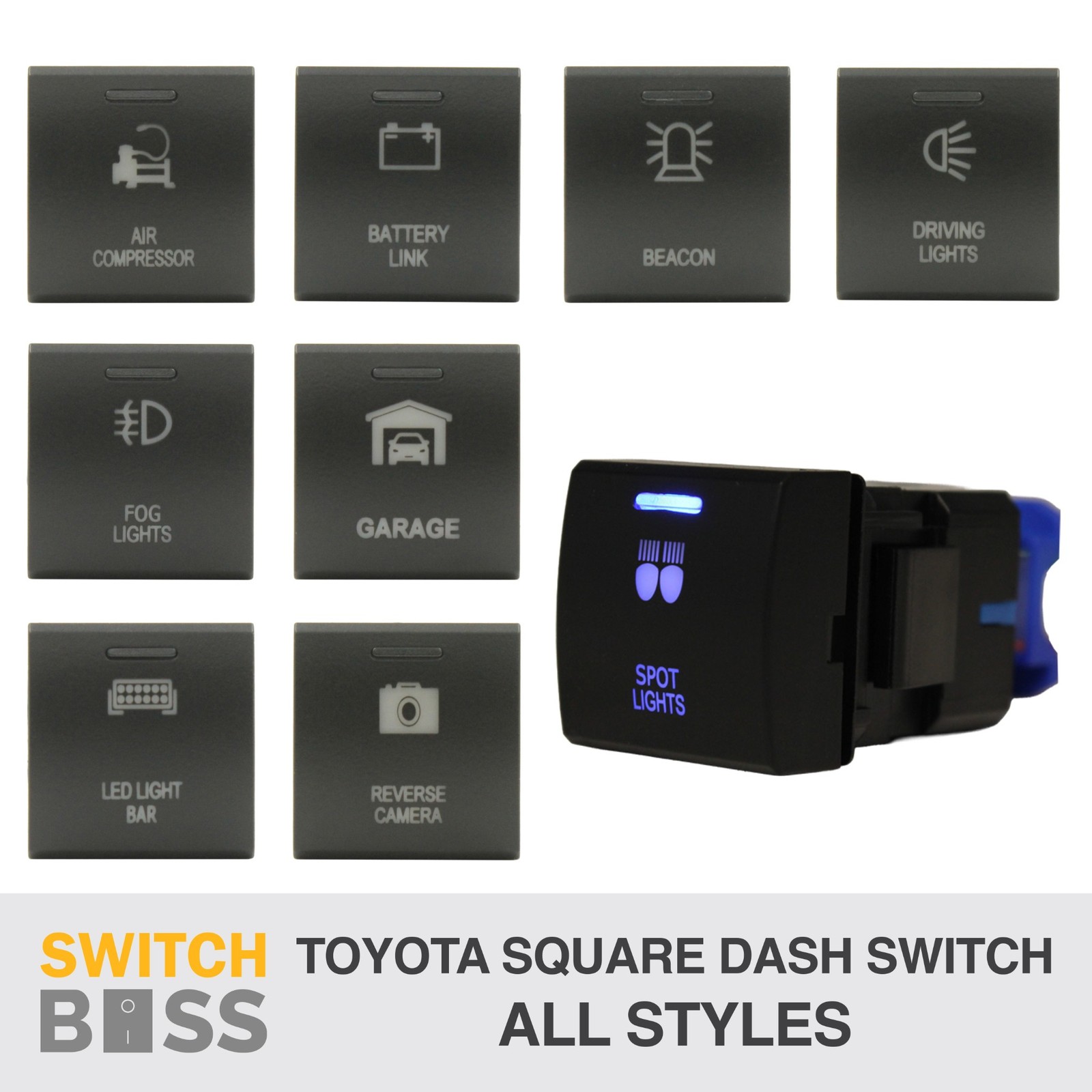 Push Switch 46 STYLES DEEP BLUE LED fit Toyota SQUARE Replacement Landcruiser