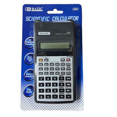 NEW Bazic Scientific Calculator 10 Digit Flip Cover Black 3003 CALCULUS PRECALC