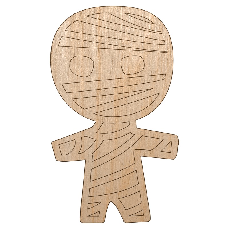 Wary Mummy Doodle Halloween  Unfinished Wood Shape Cutout for