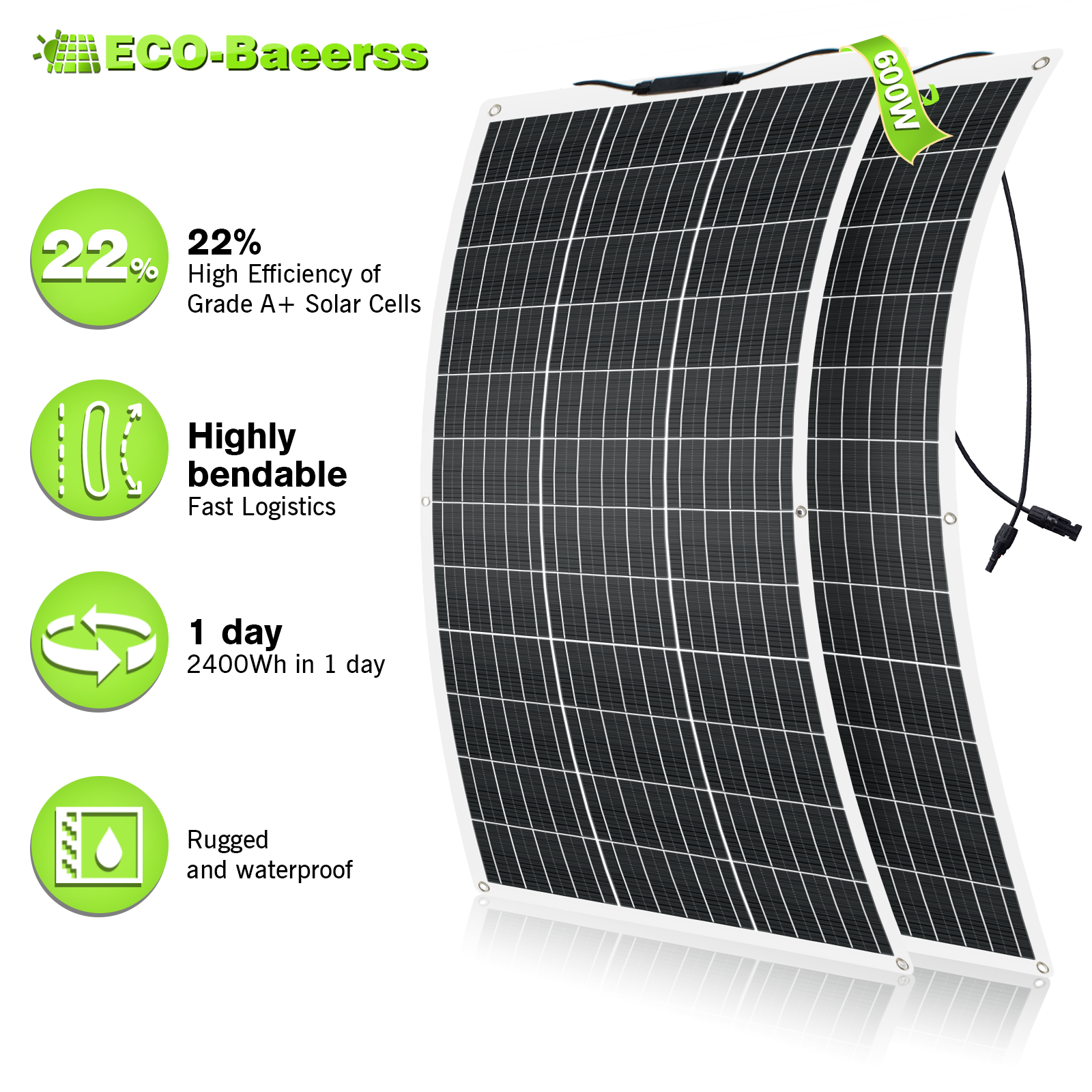 300W Flexible Solar Panel Mono 12V Home RV Boat Camping Power Battery Charging